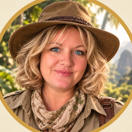 Emilie, votre hôte, en tenue d'exploratrice