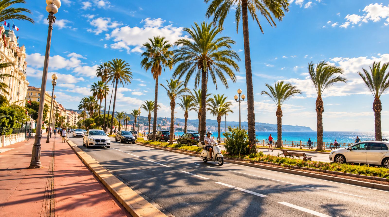 La Promenade des Anglais bordée de palmiers